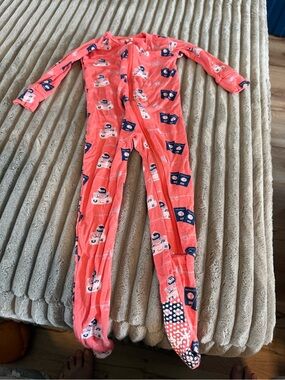 Kickee Pants Coral Footed One-Piece Pajama with Navy Accents